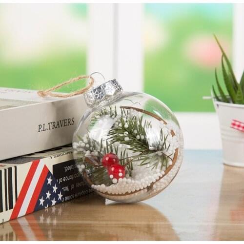 10pcs Transparent Christmas Hanging Decoration 8cm Plastic Round Ball Christmas Tree Pendant Party Home Decor Accessories