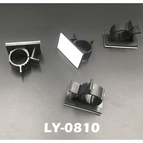 15pcs LY-0810 8mm Dia White Black Circle Self Adhesive Sticky Fixed Mount Base Adjustable Wire Harness Clamp Cable Clip
