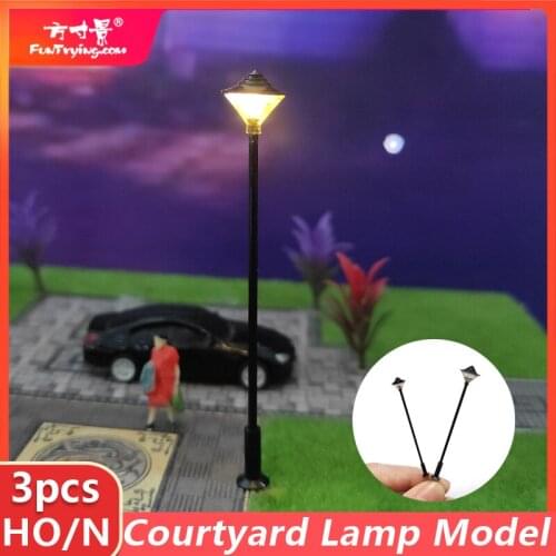 3PCS HO Scale Model Railway Lamppost LED Park Lanterns Street Lamp Making Railroad N Model Yard lamp posts/Train Layout