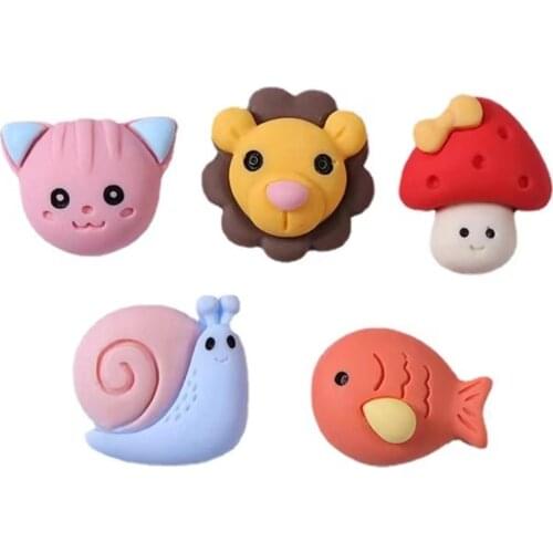 Animals Style Lion Clownfish Snail Charms 6pcs Kid Jewelry Diy Finding Cat Mushroom Charm Lighthouse Handmade Jewel Accessory