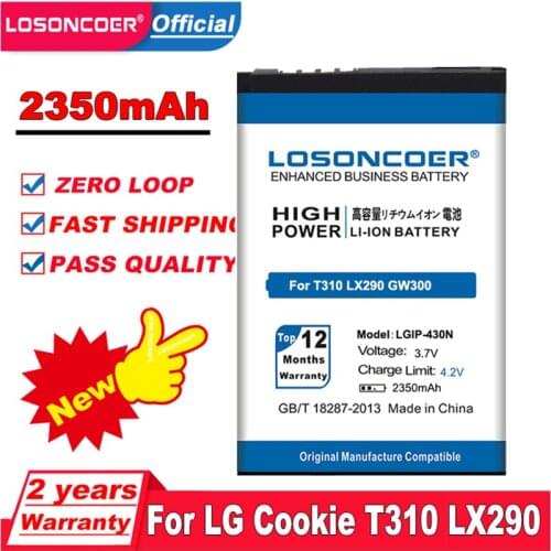 LOSONCOER 2350mAh LGIP-430N for LG Cookie T310 LX290 LX370 LN240 T310i T320 GS290 GW300 C300 GM360 Battery