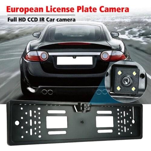 Car Rear View Camera EU European License Plate Frame Waterproof Night Vision Reverse Backup Camera 4 LED Light Auto Accessories
