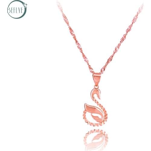Beflye jewelry 18K pure gold pendant au750 rose gold Swan Charm Fashion Classic party birthday gift hot sale 2019