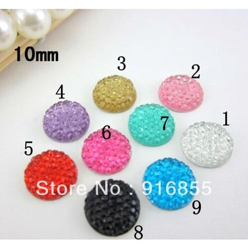 Free shipping 144pcs/lot 10mm fashion round shape Multi Color flatback resin rhinestone(many colors to choose)