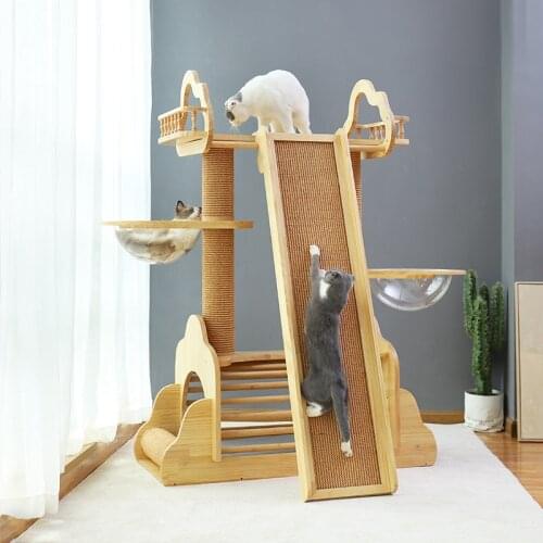 Large cat climbing frame, cat litter, cat tree, solid wood cat shelf, villa capsule, sisal scratching board, cat toy supplies