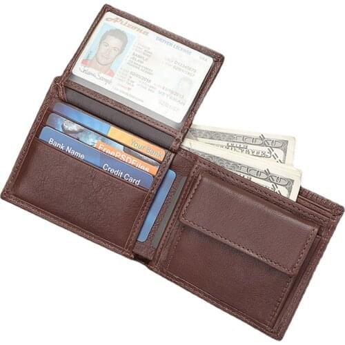 Classic Man Crazy Horse Purse Vintage 100% Genuine Leather Men Wallet Top Cowhide RFID Blocking Credit Card Bag Wallet for Men