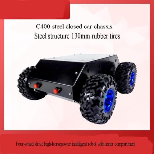 C400 130mm Wheeled Four-Wheel Drive Steel Mobile Car Closed Chassis Off-Road Support For Ros Robot