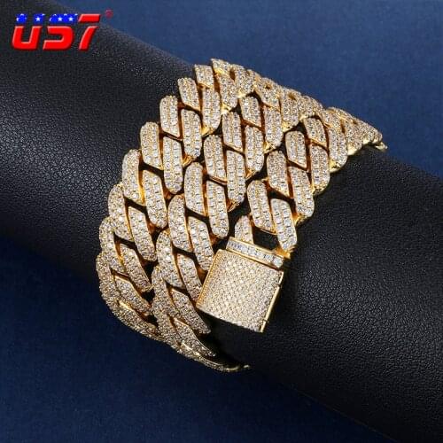 US7 12MM Cuban Link Chain Bracelet&Necklace Jewelry Set Micro-paved Bling Cubic Zirconias Chains For Men Women Hip Hop Jewelry