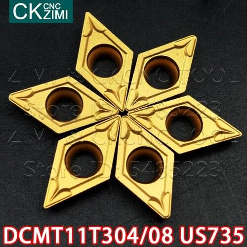 DCMT11T304 US735 DCMT11T308 US735 carbide inserts internal turning tools CNC wood turning Metal lathe tools DCMT 11T3 for steel