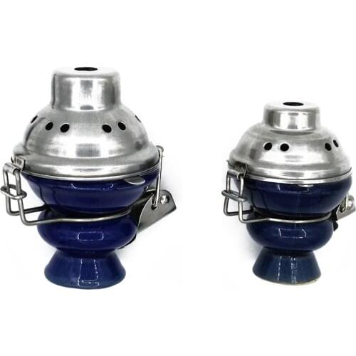 Hookah Charcoal Holder Hookha Bowl With Lid Metal Screen Windcover Ceramic Flavor Hood Pot Shade Coal Cup Smoking Pipe Accessory