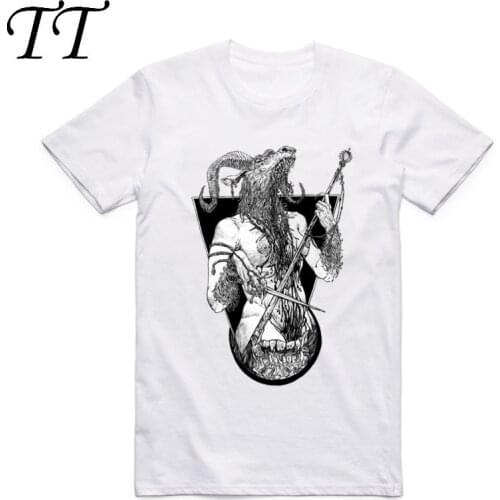 2019 Fashion Men Print Satanic Goat Baphomet T-shirt O-Neck Short Sleeves Summer Satan Streetwear Casual Top Tee Funny T Shirt