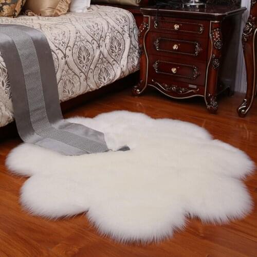 MUZZI Fluffy flower shape Rug Carpets Faux Fur Carpet Kids Room Long Plush Rugs for Bedroom Shaggy Area Rug Moder