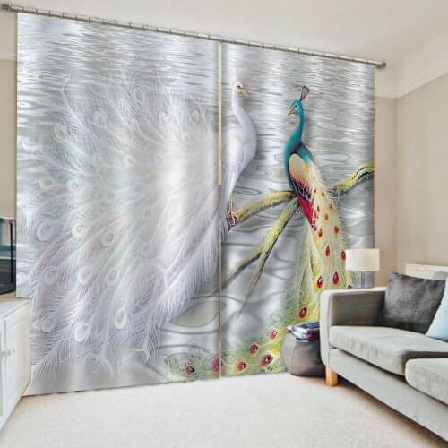 Beautiful Photo Fashion Customized 3D Curtains white animal curtains 3D Curtains set For Bed room Living room