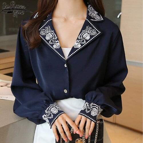 Fashion Elegant Blouse Women Autumn Floral Long Sleeve Top Female Office Lady Casual Designer French Korean Women Blouses 12479