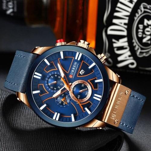 CURREN 8346 Men Watch Waterproof Quartz Strap Watch Multifunction Chronograph Wristwatch Male Sports Watch PR Sale