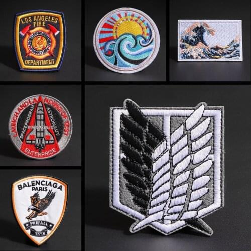 Sew On Space landscape Badges Iron On Champions Morale Wave Clothes Accessories Sunrise Wings of Liberty Punk Appliques Decor