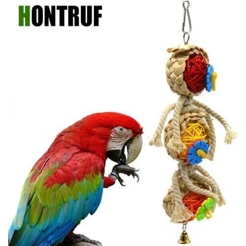 Natural Handmade Pet Toy Parrot Supplies Pet Bird Toys Bite Toy Rattan Ball Corn Leaf Bunch Tear Toy