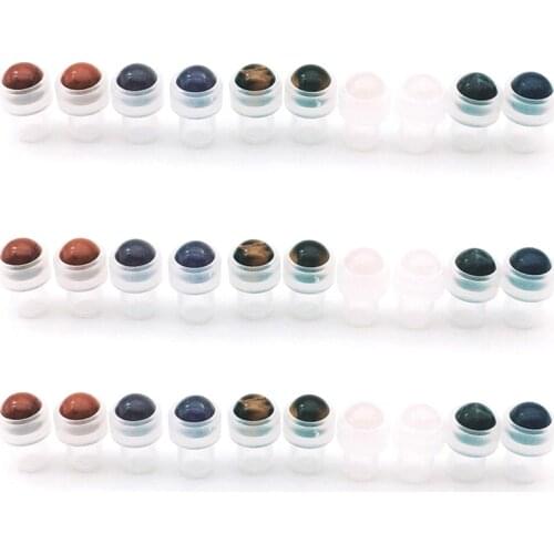 Natural Gemstone Roll Ball Fit thin Perfume 1ml 2ml 3ml 5ml Essential Oil Roller On Glass Bottle X 10