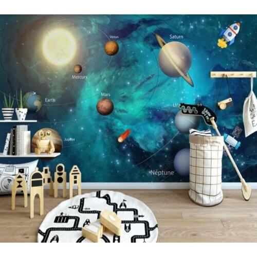 Papel de parede Original hand painted space universe wallpaper mural,living room home decor