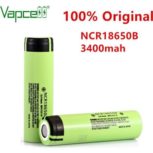 Vapcell Original 18650B NCR18650 3.7V lithium rechargeable battery 3400mAh flat / button top for flashlight free shipping