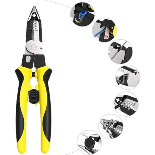 Pliers Multitool Crimper Crimping Tool 8 Inch Electrician Needle Nose Pliers Multifunction Wire Stripper Cutter Split Function