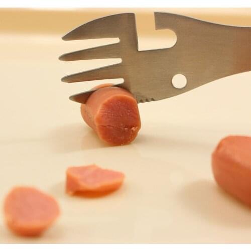 Portable Camp Picnic Multi Tool 5 In 1 Camping Multi-functional EDC Kit Fork Knife Spoon Bottle Can Opener Outdoor Survival Tool