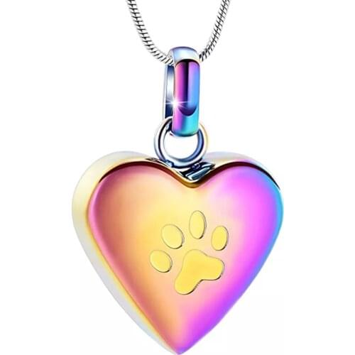 Paw On My Heart Stainless Steel Cremation Pendant Necklace Memorial Urn Jewelry For Pet Hold Ashes High Quality
