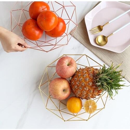 Ins Nordic Creative Fruit Plate Decoration Simple Modern Home Tea Table Iron Drain Kitchen Basket Fruit Basket Decoration Home