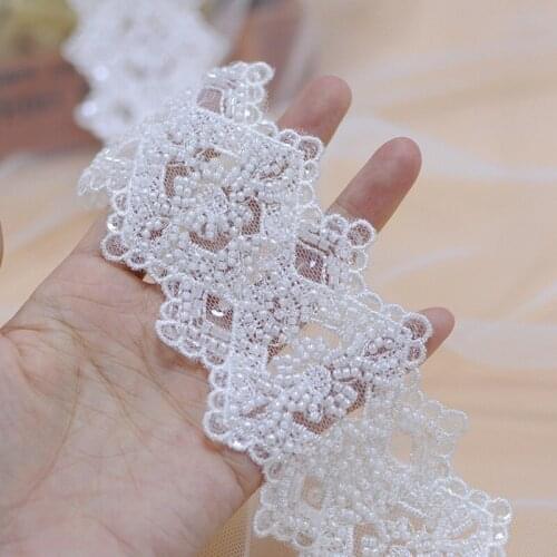 10 Yards New 6CM Wide Retro Style Bead Embroidery Small Lace Lace Wedding Dress Beaded Lace