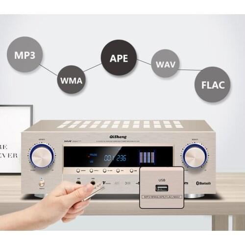NEW 1200W High Power 5.1 Power Amplifier AV1609 Home Theater Decoding Low Stress Bluetooth Optical Fiber Coaxial APE Lossless