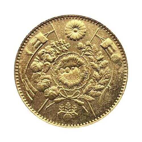 Japan 1 Yen - Meiji 4,7,9,10,13,25 years coin copy 13.5mm Gold plated