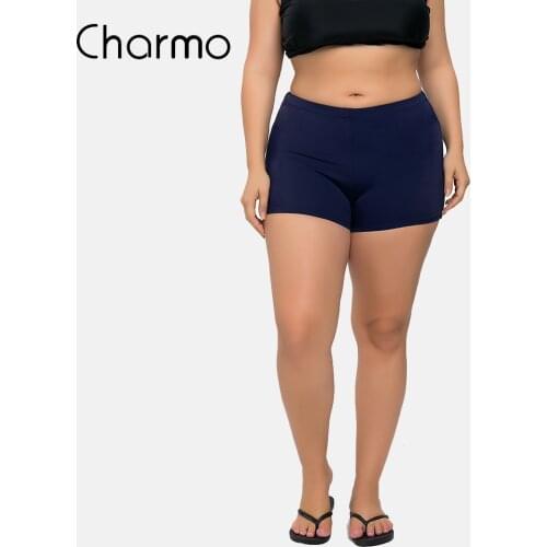 Charmo Swim Shorts for Women Plus Size Boyleg Tankini Shorts High Waist Bathing Shorts Navy Blue