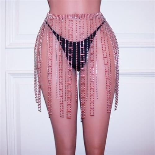 2021 Womens Luxury Bling Rhinestone Belts Long Tassel Crystal Chain Wedding Bridal Waist Band For Women Fringe Belt Waist band