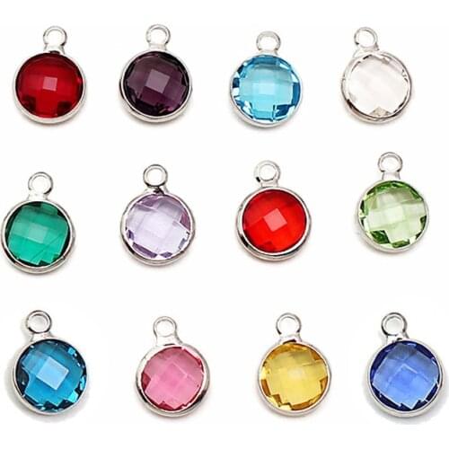 12 Months Round Glass Tiny Birthstone Charms Transparent Clear Glass For DIY Birthdays Earring Necklace Jewelry Making, 10 PCs