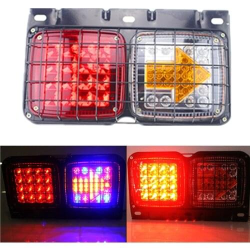 2pcs 24V LED Car Trailer Truck Taillights Brake Stop Arrow Turn Signal Colorful Universal 153 LED Iron Tail lights Accessories