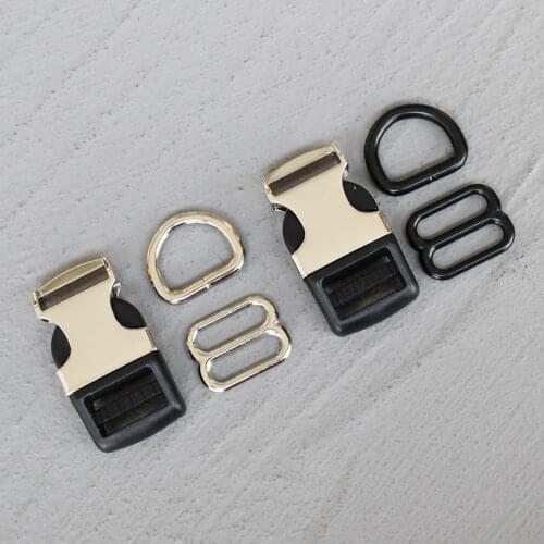 50 Sets 20mm Metal Hardware D Ring Belt Straps Piastic Side Release Buckle Curved Bracelet Dog Collar Accessories 3s8