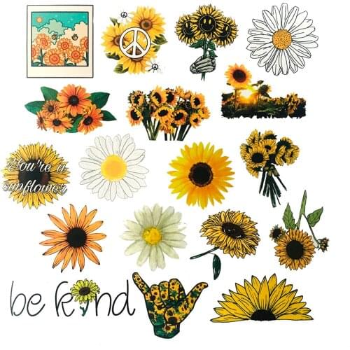 50pcs Yellow Sunflower Stickers Flower Floral DIY Decor Scrapbook Journal Stationery Graffiti Sticker Diary Office School Supply