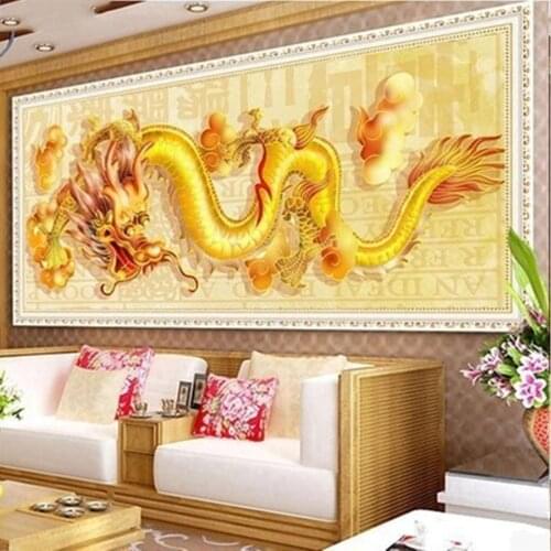 Diamond embroidery full display square round mosaic Chinese dragon pictures of rhinestones large 5d diy diamond painting sale