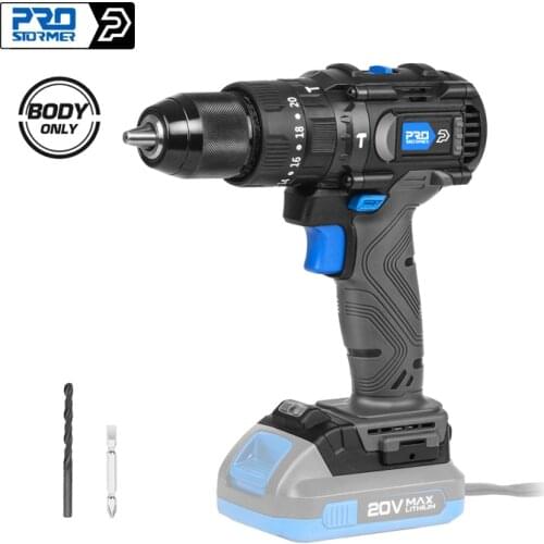 20V Brushless Hammer Drill 60NM Impact Electric Screwdriver Steel/Wood/Masonry Tool Bare Power Tool By PROSTORMER