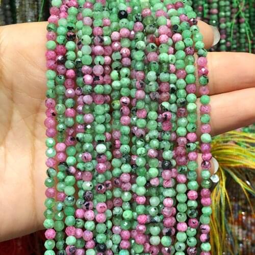 2/3/4mm Natural Faceted Ruby Epidote Stone Beads Small Loose Spacer Beads For Jewelry Making Accessories Diy Earings Bracelets