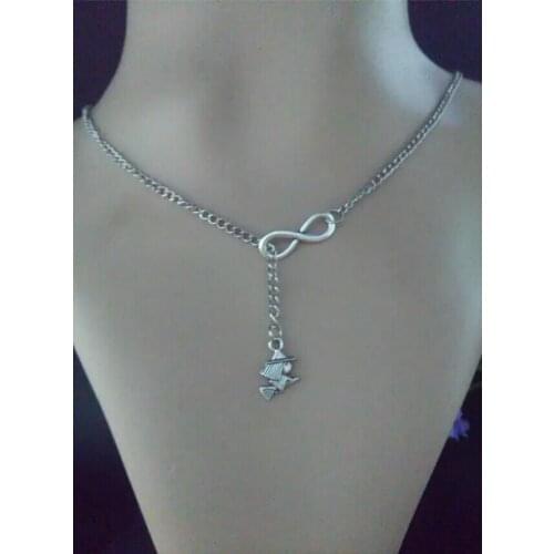 Lucky 8&Witch riding a broom Fashion Vintage charm sweater chain suitable necklace&bracelet DIY jewelry Accessories B517