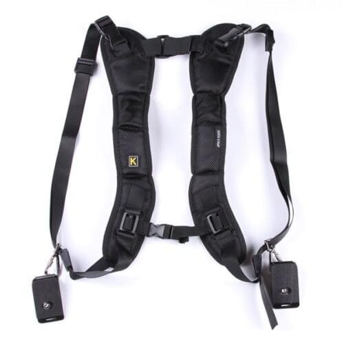 Black Camera Double Shoulder Sling Backpack Belt Quick Rapid Strap for DSLR Digital SLR Camera