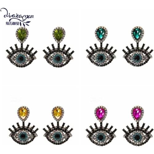 Dvacaman Personalized Crystal Eye Drop Earrings for Women Girls Rhinestone Dangle Statement Earrings Party Gift Jewelry Bijoux