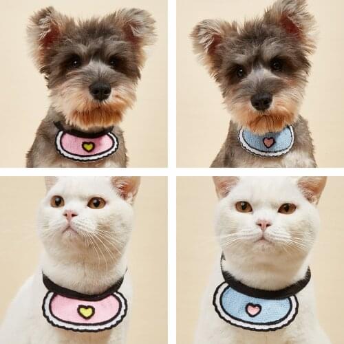 Two Pieces Pet Bib Cute Cat Saliva Towel Bandana Woven Adjustable Dog Neckerchief Kitty Necktie Puppy Scarf
