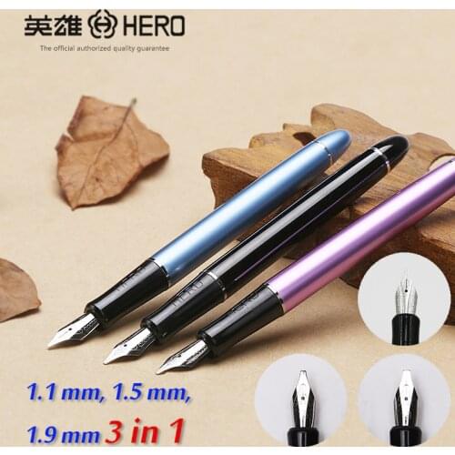 Hero 5028 3 nibs 3 in 1 metal calligraphy pen art pen parallel pen gothic Arabic Italic Uncial replacement 1.1 1.5 1.9 mm