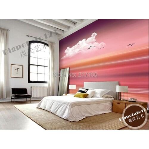 Customized pink wallpaper crop flowers landscape for living room TV backdrop of vinyl wallpaper Papel de parede