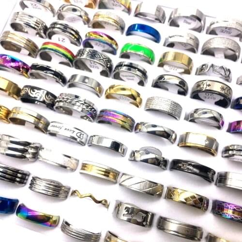 MixMax 10pcs Mens Womens Jewelry Rings Fashion Stainless Steel and Metal Alloy Party Ring Gifts Wholesale Lot Variety of style