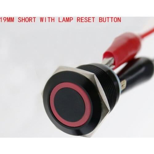 19 mm self - reset metal button switch short oxidation black button switch with LED light.6v 12v 24v 220v