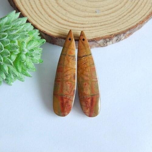 Natural Multi-Color Picasso Jasper womem fashion Earrings Beads,Semiprecious stone earring,43x11x5mm,7g