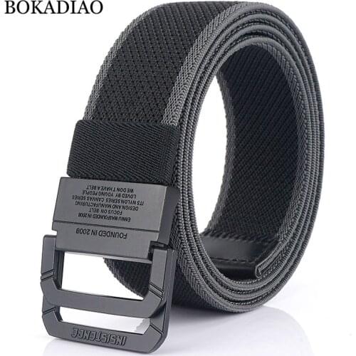 BOKADIAO Men&Women fashion Nylon belt luxury Metal buckle Stretch elastic canvas Belts for men casual jeans Waistband male strap